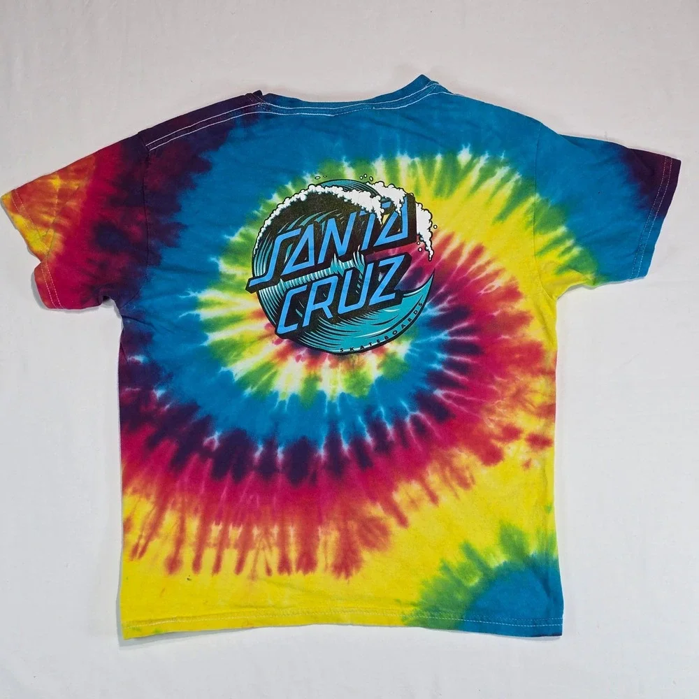 Santa Cruz Skateboards Tie Dye T-Shirt Kids Medium 10/12 Vintage Y2K Skater Logo